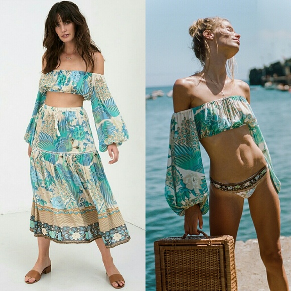 Spell Tops - New spell designs cloud dancer off shoulder top S Small crop top peacock blue